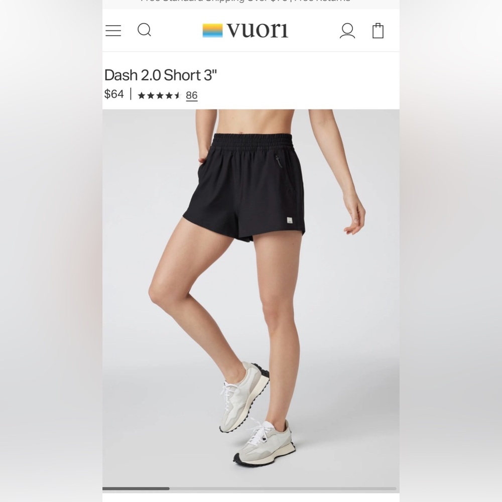 Vuori Women's Black dash short *brand new